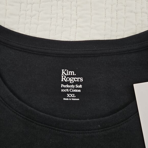 Kim Rogers Perfectly Soft Tee NEW Women's XXL Deep Black 3/4 Length Sleeve NWT - Picture 5 of 13